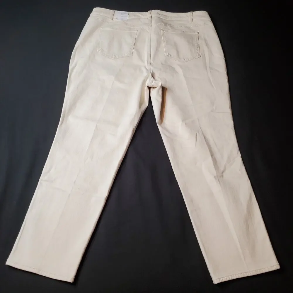 Talbots Womens Size 20W NWT Straight Leg Jean High Waist Sequin Ivory White